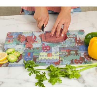 3 piece tempered glass vegetable cutting board for tool set