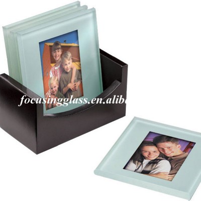 Novel tempered glass coaster with smart photos