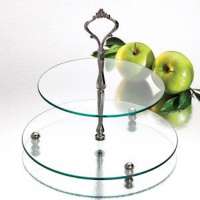 High quality tempered clear glass cake stands