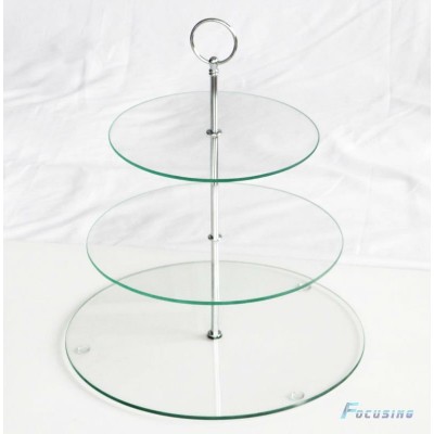 3 tier clear round tempered glass cake stand