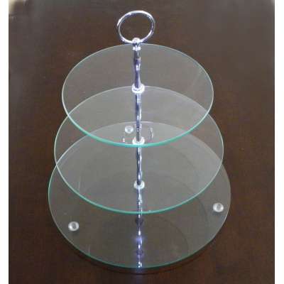 High quality clear 3 Tiers tempered Glass round Cake Plate Stand