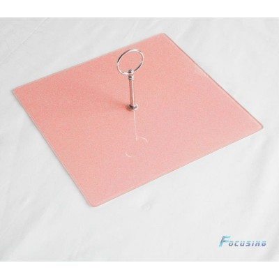 pink square tempered glass serving tray