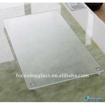 with high plastic feet 52x30cm large tempered glass cutting board