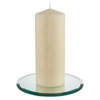 Different sizes round shape bevelled edge glass mirror candle stand