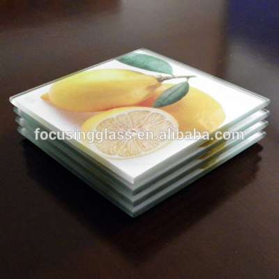 personalized fruit pattern tempered glass coaster set of 4